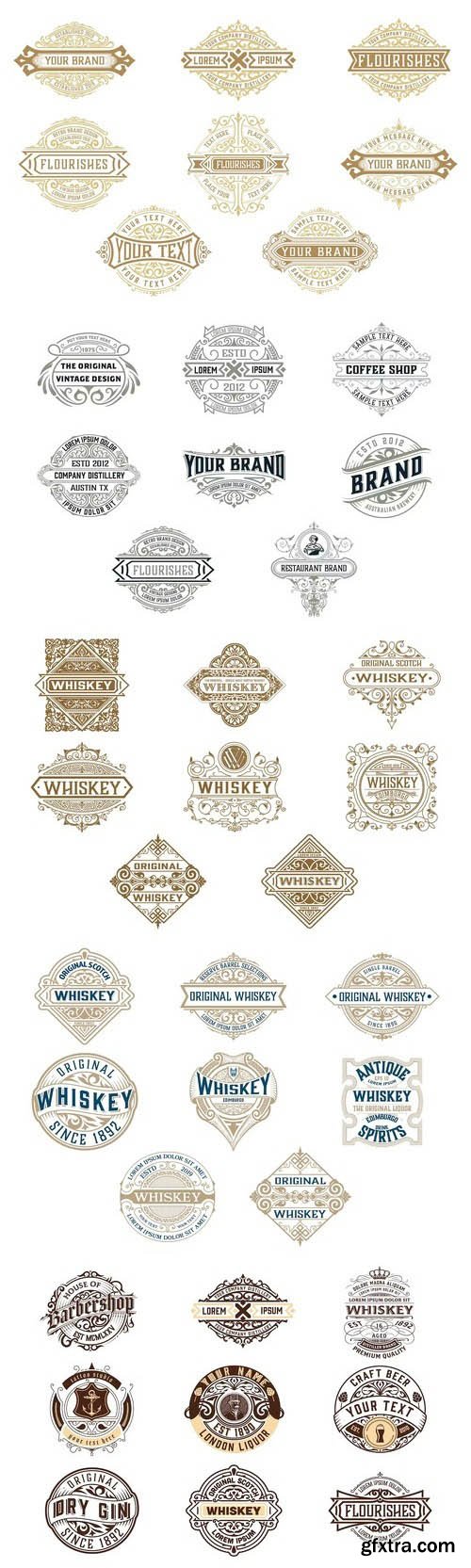Logos, ornaments, badges, and labels - vintage vector set vol 4 Logos, ornaments, badges, and labels - vintage vector set vol 4