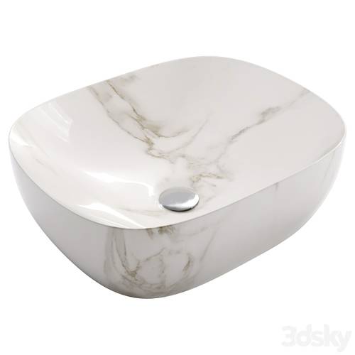 '3dsky Pro - Oval ceramic sink with marble effect, Mabel'