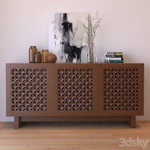 '3dsky Pro - West Elm Carved Wood Media Console' '3dsky Pro - West Elm Carved Wood Media Console'