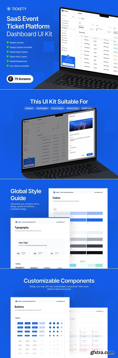 Tickety - SaaS Event Ticket Platform Dashboard UI Kit