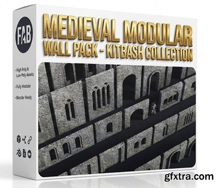 Fab - Medieval Modular Wall Pack - Kitbash Collection