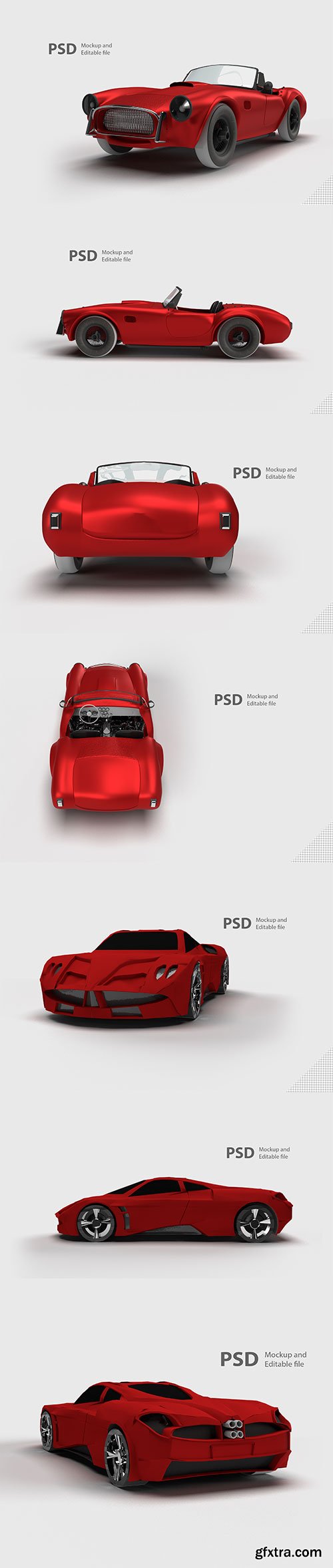 Red car isolated in psd