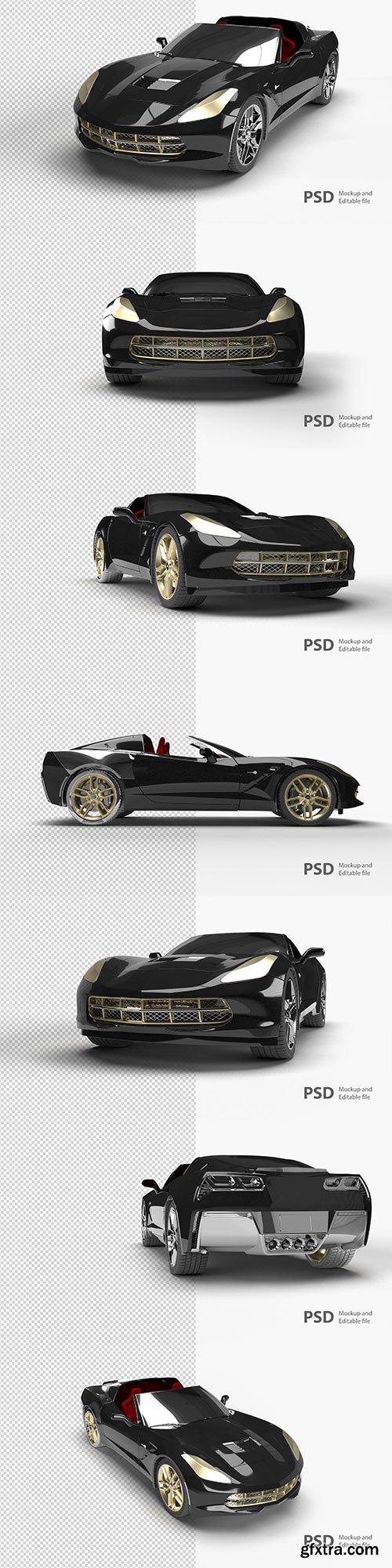 Psd close up on automotive car isolated