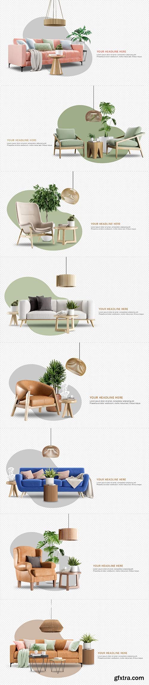 3d Interior decoration set in psd