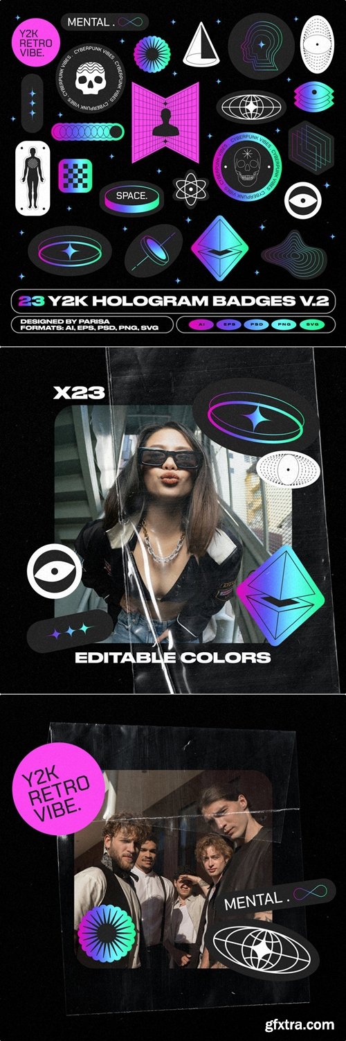 Studio2am - Futuristic Hologram Badge Stickers