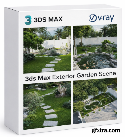 3ds Max Exterior Garden Scene