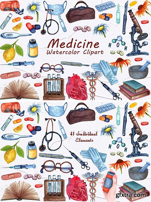 Medicine Watercolor Clipart