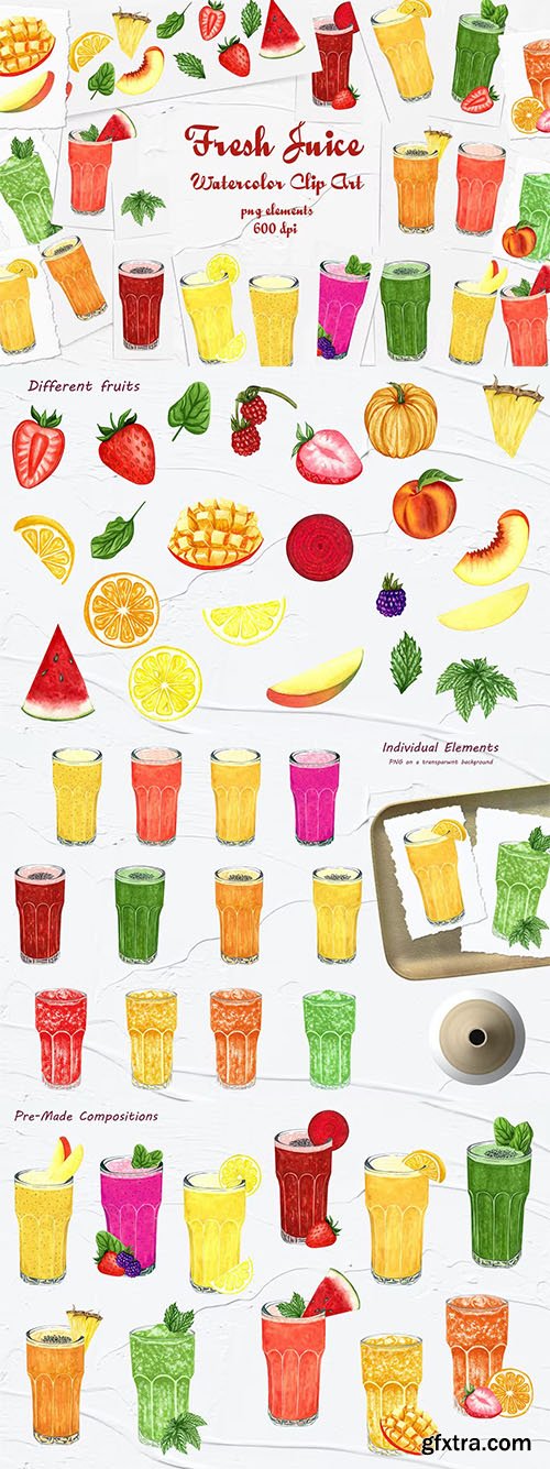 Summer Juice Watercolor Clipart