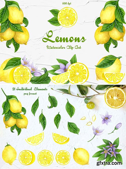 Lemon Watercolor Clipart