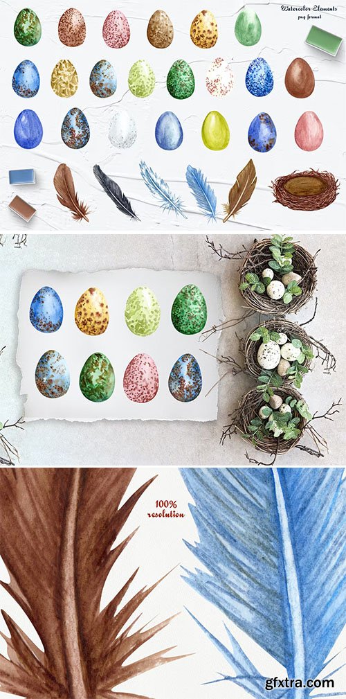 Easter Eggs Watercolor PNG