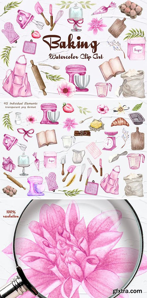 Watercolor Baking Clipart PNG
