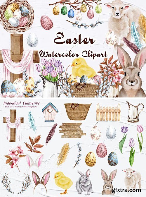 Easter Watercolor Clipart PNG
