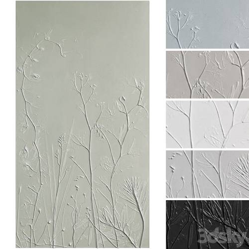 '3dsky Pro - Botanical bas-relief gypsum wall decorative panel meadow plants' '3dsky Pro - Botanical bas-relief gypsum wall decorative panel meadow plants'