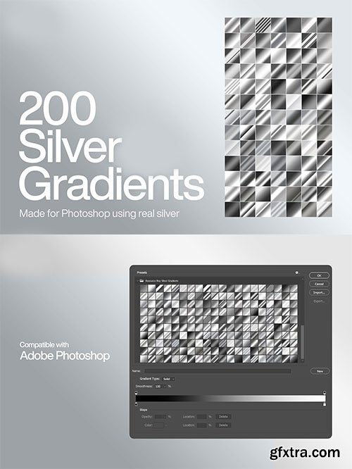 200 Silver Photoshop Gradients