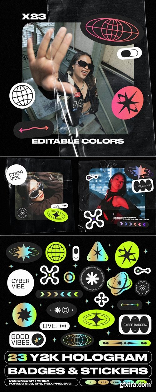 Studio2am - Y2K Hologram Badge Stickers