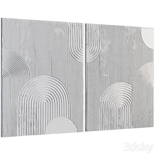 '3dsky Pro - Bas-relief gypsum wall decorative panel Japan lines waves landscape'