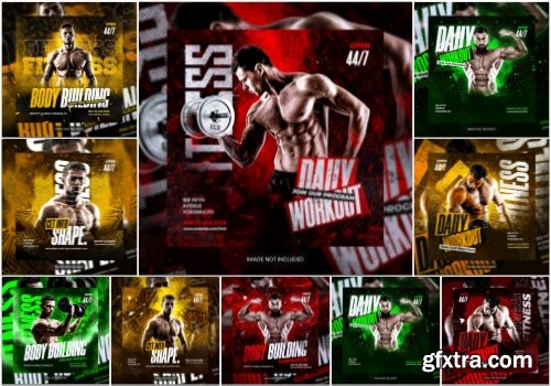 PSD gym and fitness social media banner template