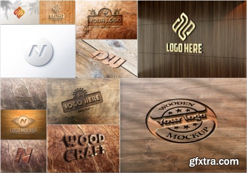 Logo mockup realistic psd set