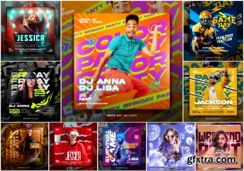 Flyer social media post, psd banner set vol 195