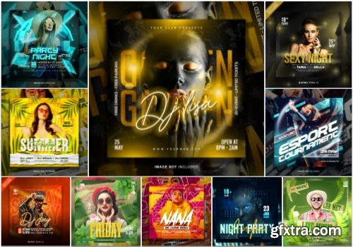 Flyer social media post, psd banner set vol 196