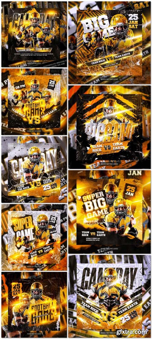 American football psd flyer or social media template