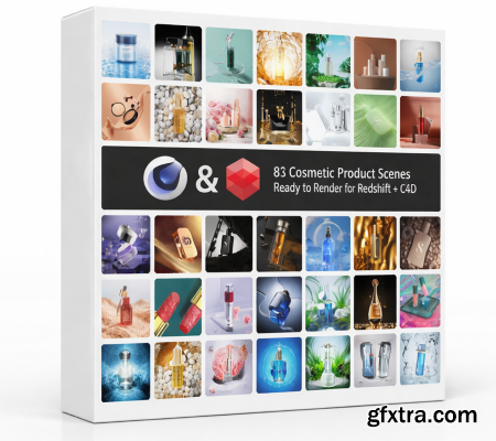 81 Cosmetic Product Scenes Ready to Render for Redshift + C4D