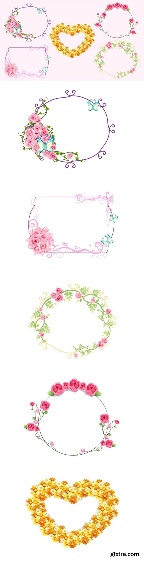 5 Vector Floral Frames