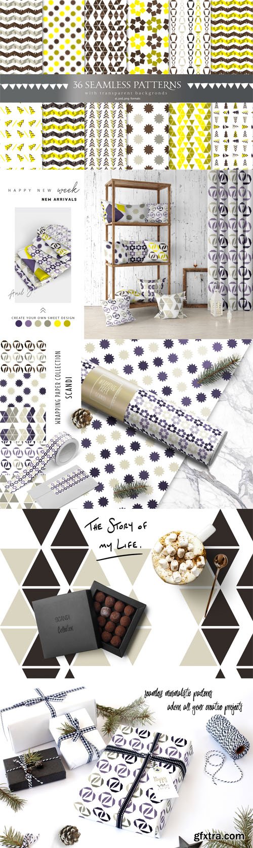 36 Seamless Minimalistic Geometric Patterns for [Illustrator/Photoshop]