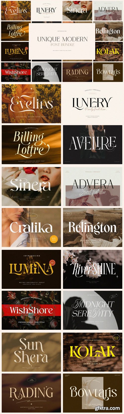 Unique Modern Font Bundle - 20 Premium Fonts