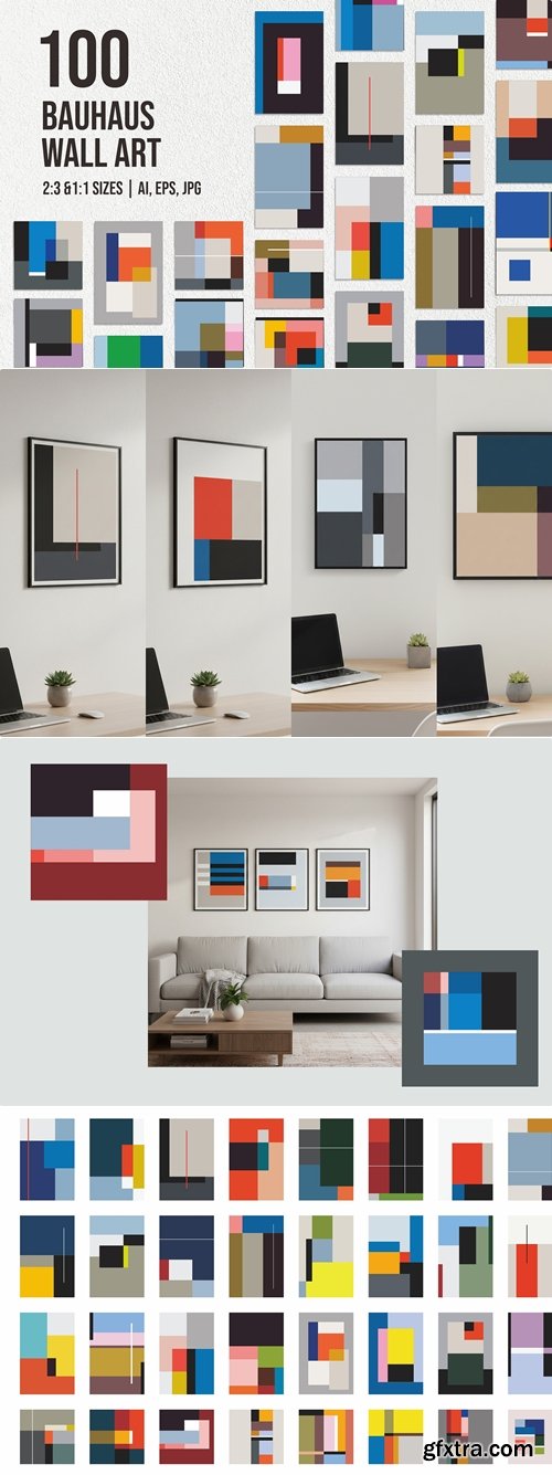 CreativeMarket - 100 Bauhauss Wall Art 292093969