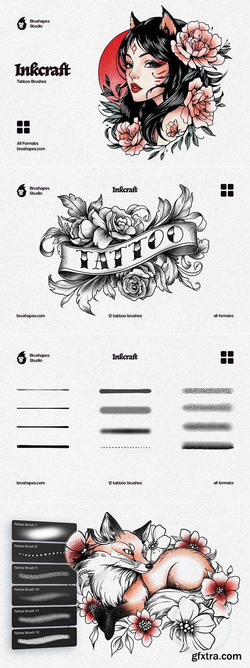 CreativeMarket - Multi App Tattoo Art Brushes 291450554