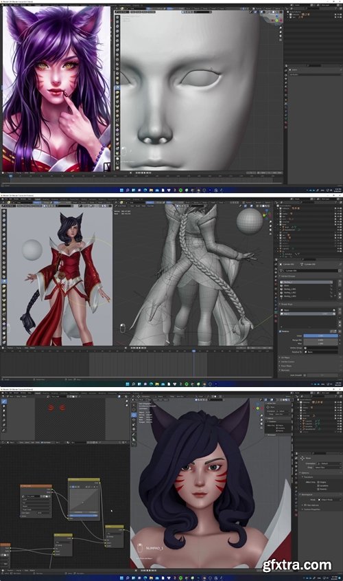 Artstation - Ahri Character Modeling - Blender - Full Process