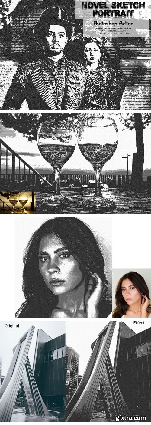 Novel Sketch Portrait Photoshop Action