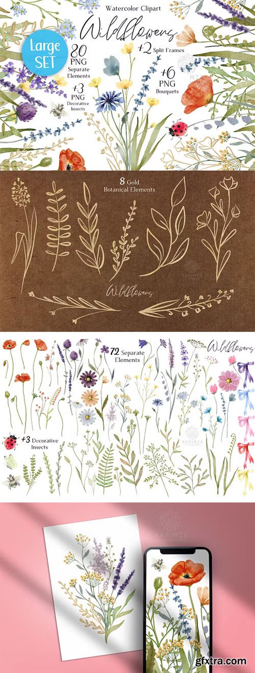 Watercolor Wildflower Clipart