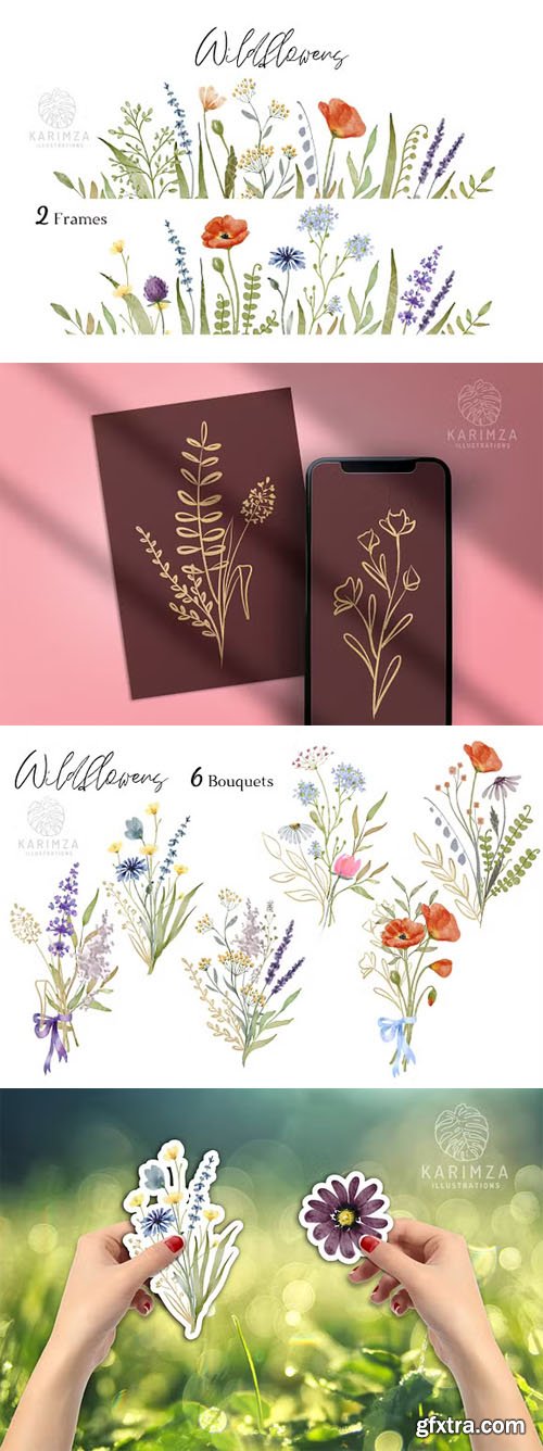 Watercolor Wildflower Clipart
