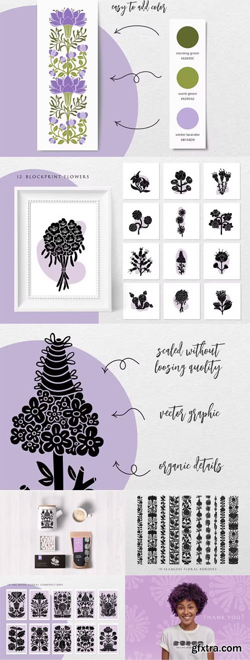 Wild Flowers - Botanical & Linocut Illustrtations