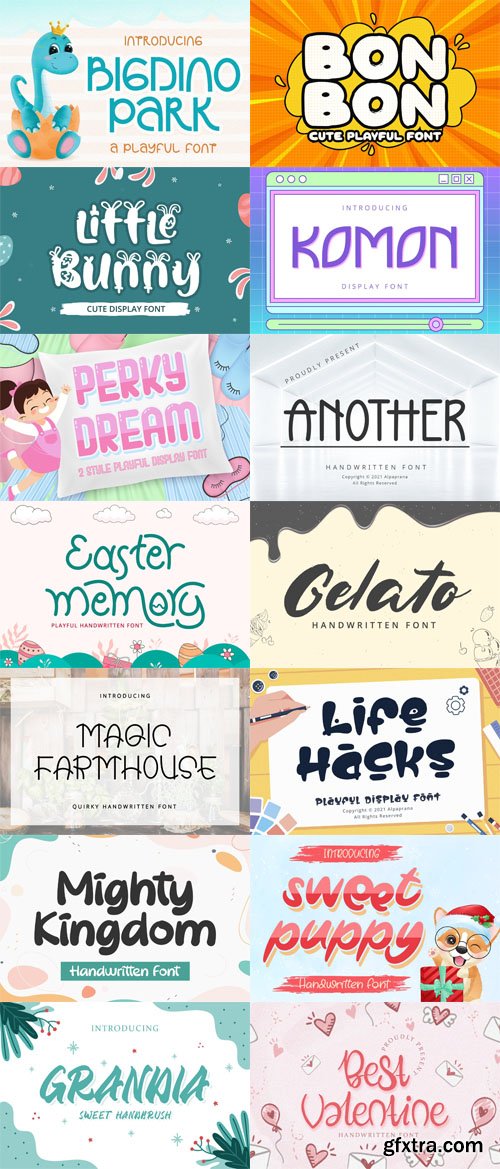 Cute & Playful Font Bundle - 26 Premium Fonts