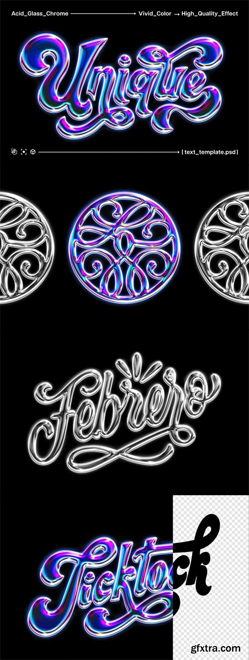 Acid Glass Chrome - Photoshop Text Effect