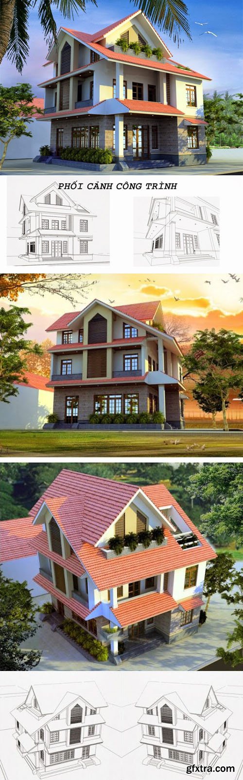 3D Exteriors Villa - 5 Models for 3dsMax