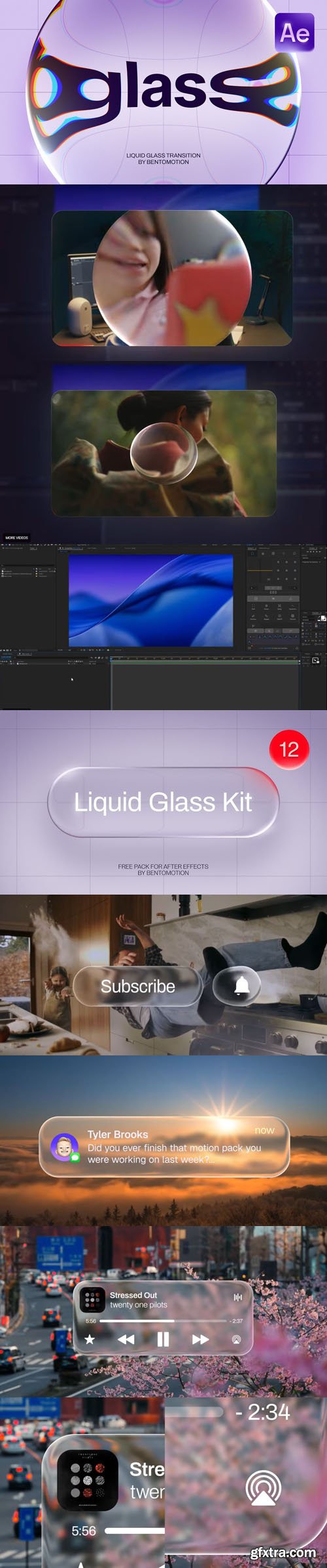 Liquid Glass Transition & UI KIT - After Effects Projects