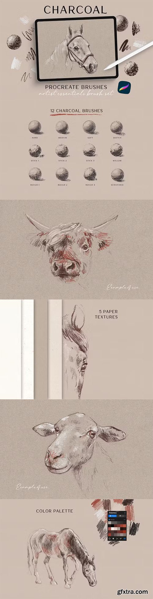 Charcoal Brushes Pack for Procreate