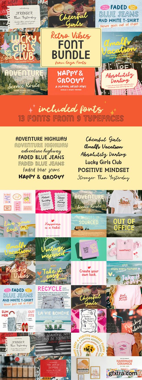 Retro Vibes Handwritten Font Bundle - 13 Premium Fonts
