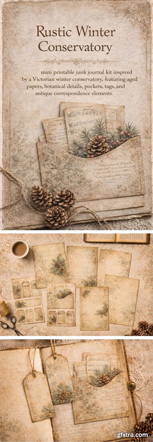 Rustic Winter Conservatory Printable Junk Journal Kit