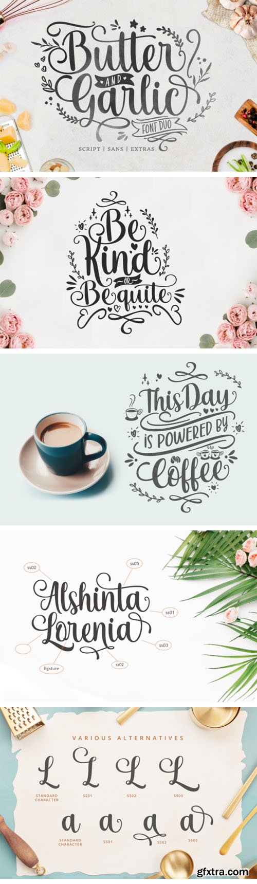 Butter and Garlic Font Duo - Romantic Handwritten Font