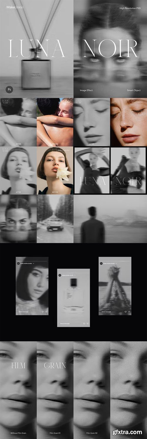 LUNA NOIR - Ethereal B&W Photo Effects for Photoshop