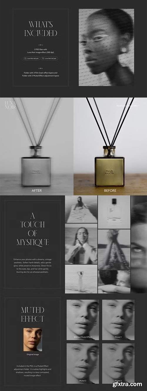 LUNA NOIR - Ethereal B&W Photo Effects for Photoshop