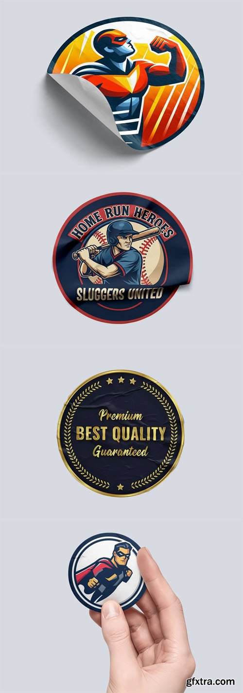 Rounded Sticker PSD Mockup Templates