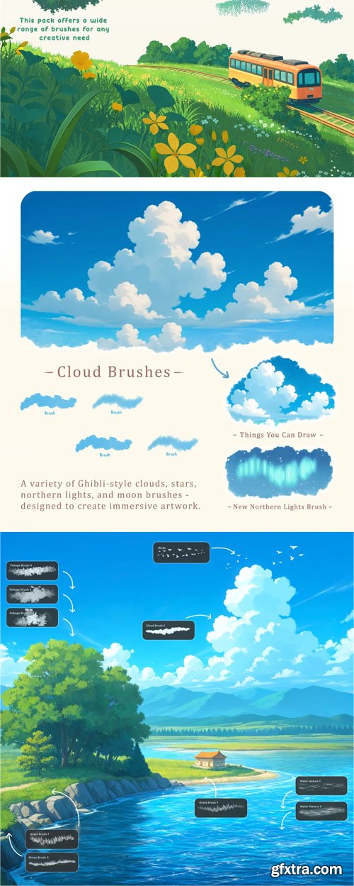 Ghibli Procreate Nature Pack - 30 Brushes