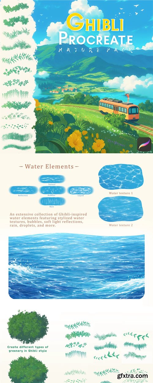 Ghibli Procreate Nature Pack - 30 Brushes