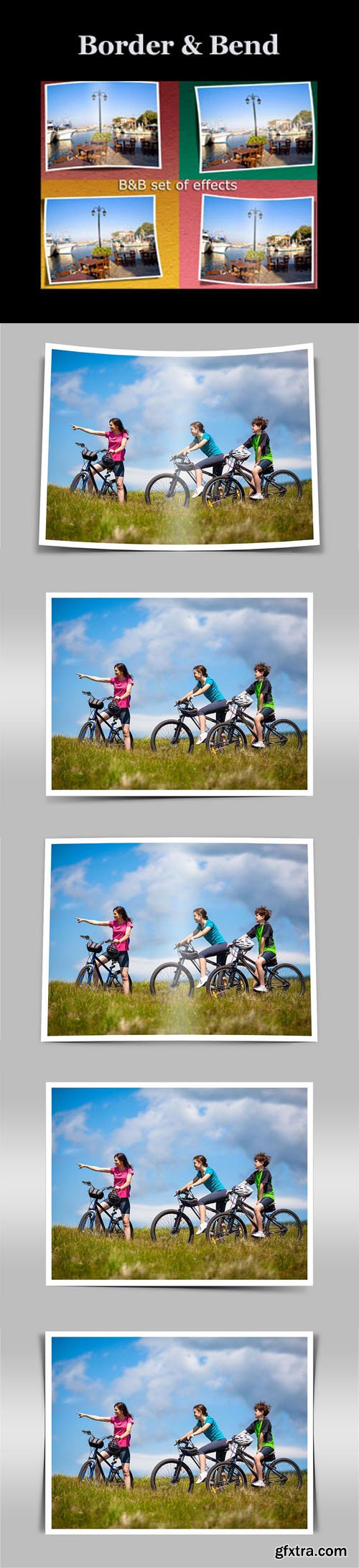 Border & Bend Photoshop Actions with Shadows